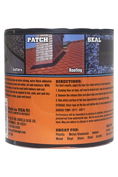 GORILLA Waterproof Patch & Seal Tape 4" X 10' Black, Pack Of 1