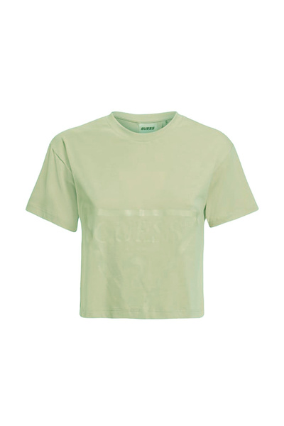 Guess Γυναικείο Κοντομάνικο Κροπ Τοπ Πλεκτό T-Shirt XL