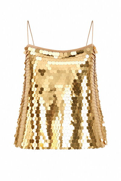 HAZELANNA Sequin Gold Blouse