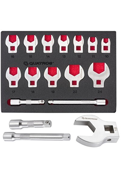 Quatros Set de chei plate 3/8 tip V 10-24mm 14 piese QS50636