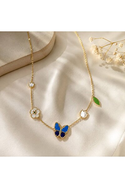 YSX JEWELRY Kelebek Detaylı Çiçek Kolye Lucky Spring