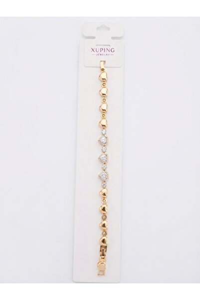 XUPING JEWELRY Xuping Heart Figured Zircon Stone Gold Color Women's Bracelet ...