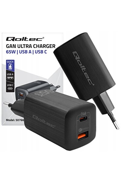 Qoltec ÎNCĂRCĂTOR ALIMENTATOR PENTRU LAPTOP GaN 65W 5-20V 2.25-3.25A USB-C PD...