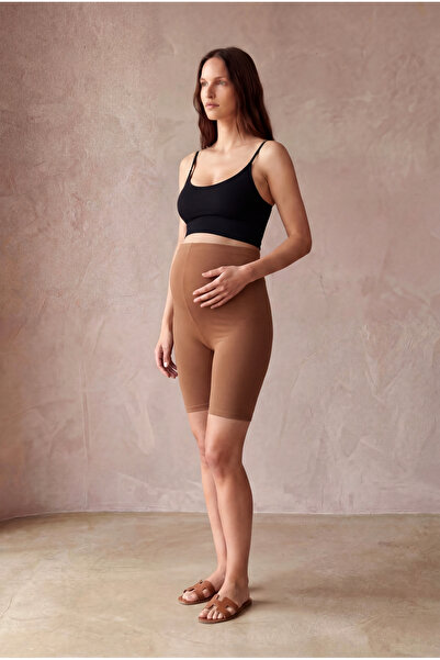 WESTMARK LONDON Maternity Caramel Cotton High Waist Biker Leggings Sage