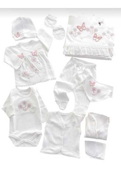 BabyWings Kelebekler Newborn Hospital Discharge Set of 10 Pieces Boxed 100% Cotton