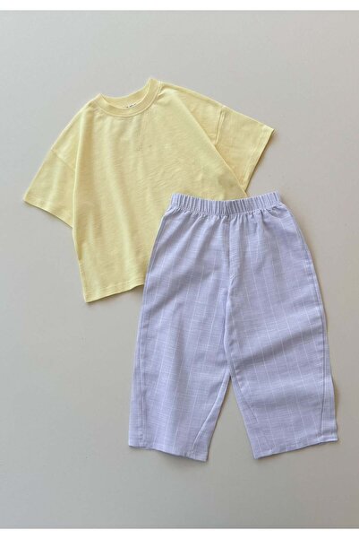 Cigit Oversize T-Shirt Set 2-10 Years Yellow