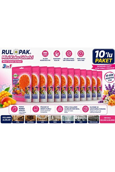 Rulopak Mini Pisuvar Koku Giderici Mango Kokusu 10' lu Paket