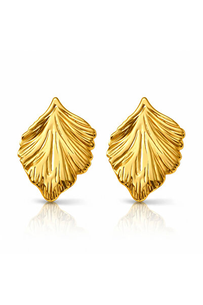 OEM Wild Leaf gold earrings, stainless steel, 18K gold plated