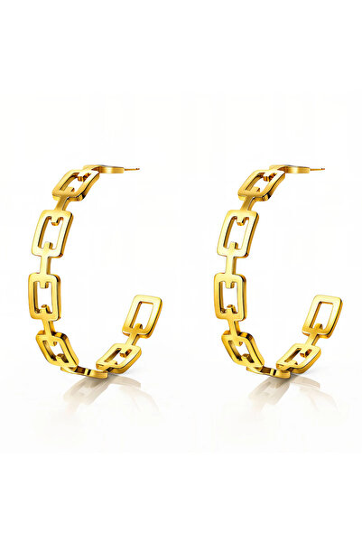 OEM Atelier Link gold earrings, made of stainless steel, with geometric, 18K ...