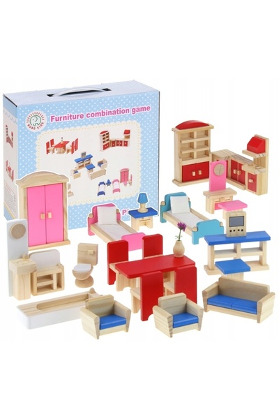 Nobo Kids Set de mobilier din lemn pentru căsuța păpușilor, accesorii, 35 de ...