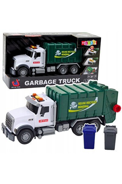 LeanToys Jucărie verde de colectat gunoi cu efecte sonore și luminoase + coșuri