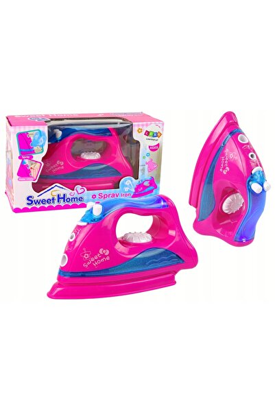 LeanToys Fier de călcat roz, cu baterii, luminos, set de joacă