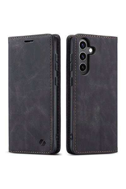 NO BRAND Husă cu clapetă pentru Galaxy S24+, Spacecase Wallet, din piele moal...