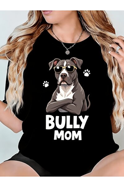 Ekim11 تي شيرت نسائي بطبعة Bully Mom، ذو رقبة دائرية مريحة، قابل للغسل في الغ...