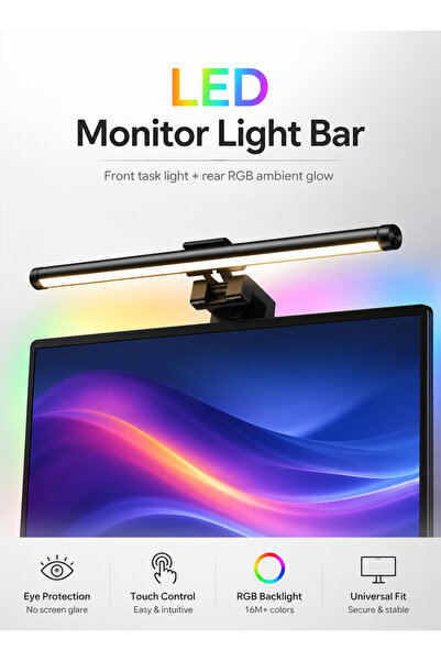 Yoawllty Anti Glare 440MM RGB Monitor Light Bar Touch Control, Stepless Brigh...