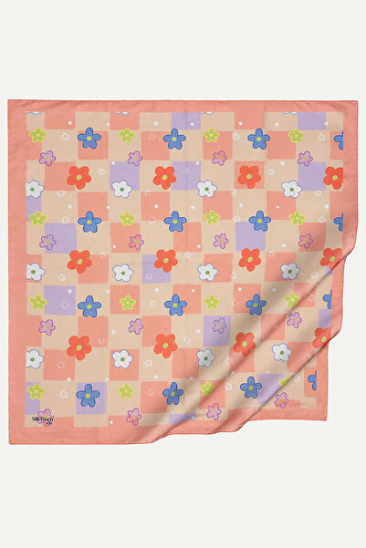 SilkTouch Girl's Retro Bloom Patterned Yavruağzı Soft Scarf 80*80 cm