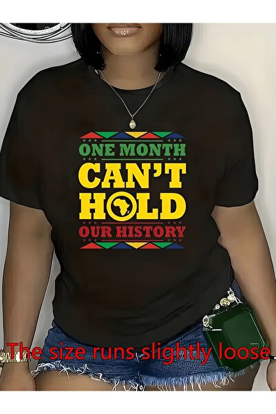 Ekim11 تي شيرت نسائي بطباعة "One Month Can't Hold Our History" - قميص كاجوال ...
