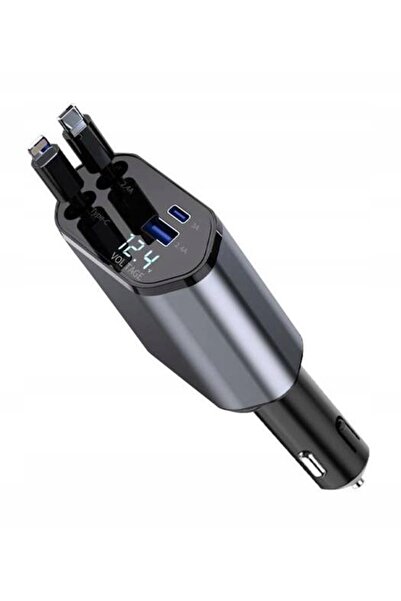 RAMPOW ÎNCĂRCĂTOR AUTO 4-în-1 RETRACTABIL ROTATIV PENTRU BRICHETĂ 2x USB-C