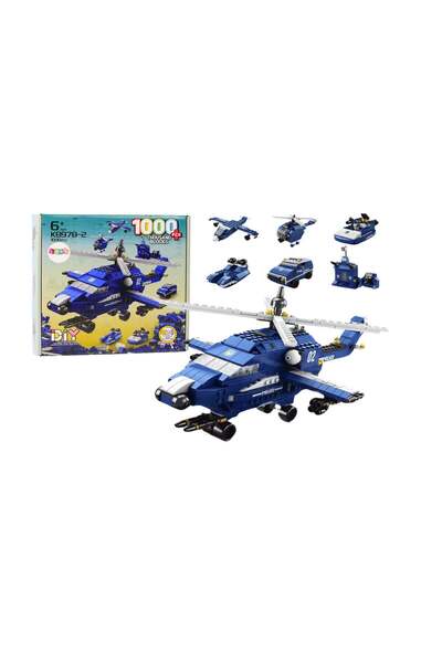 LEAN Set de construcție elicopter de poliție 6-în-1, 28 x 28 x 6 cm, 1000 pie...