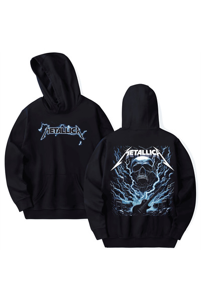 STİL-X Hanorac cu glugă din bumbac imprimat Metallica, cu mânecă lungă, cu 3 ...