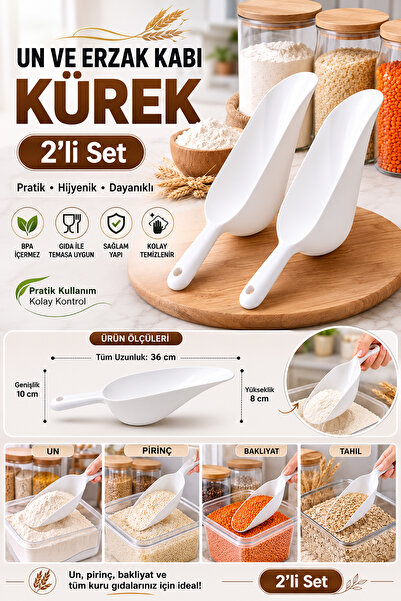 Akyüz Plastik 🥣   2-Piece Plastic Flour and Food Shovel Set 36 cm |   Food-C...
