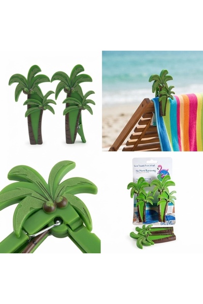 Yenigeldi Palm Tree Design Beach Towel Pegs - Set of 2 - Towel Fixer for Sun ...