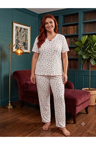Asel Large Size Short Sleeve Cotton Ultrasoft Lycra Capri Pajama Set