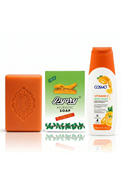 Hikayat Abaya Natural Whitening Turmeric Vitamin C Set Body Wash Turmeric Soap