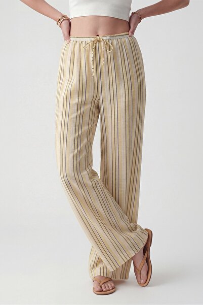 Antioch Yellow Striped Wide-Leg Pants
