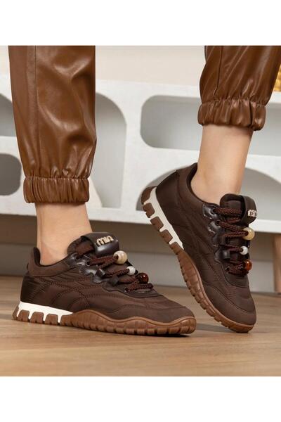 Lütfi Women's Brown Sneaker Daily Orthopedic Sole Walking Sports Shoes