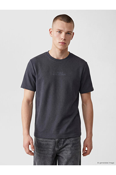 LC Waikiki Xside Anthracite Crew Neck Printed Men's T-Shirt