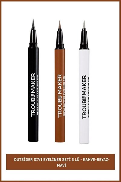 Troublemaker Nova Glitter Eyeliner Seti 3lü - Siyah-Bronz-Gümüş
