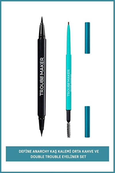 Troublemaker Define Anarchy Kaş Kalemi Orta Kahve ve Double Trouble Eyeliner Set