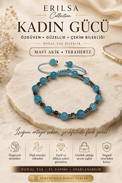 Erilsa سوار معتمد للنساء لتعزيز الثقة بالنفس والجمال، مصنوع من العقيق الأزرق ...