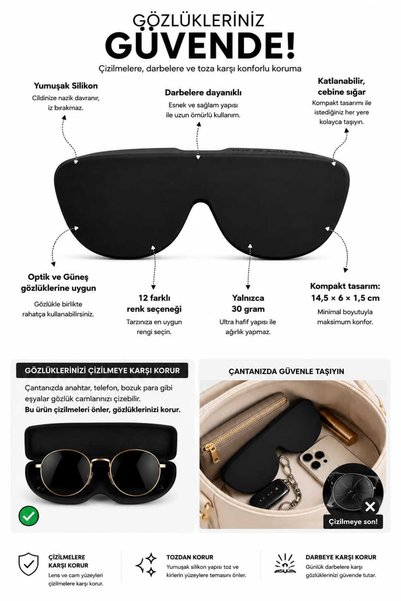 ERMA HOME Silicone Sunglasses Container Case Anti-Scratch Glass Protector Foldable Case