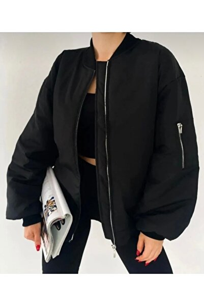 ginger love Women's Oversize Puffer Bomber Jacket – Black College Collar with...