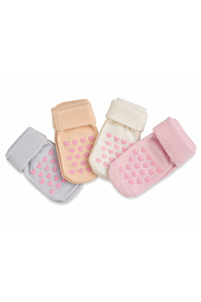 Store Umay Kaydırmaz Tabanlı Pamuklu 4’lü Patik Kız Çorap 1-2 Yaş