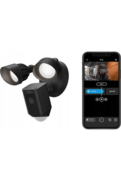 Ring Cameră de supraveghere Floodlight Cam Plus de exterior, Wi-Fi, neagră, c...