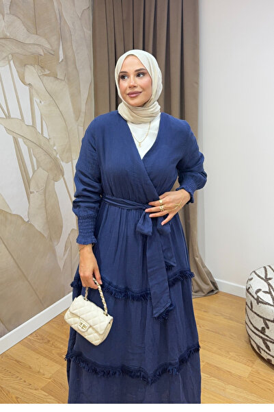 salisburys Molly Nelly Women's Tasseled Muslin Belted Dress