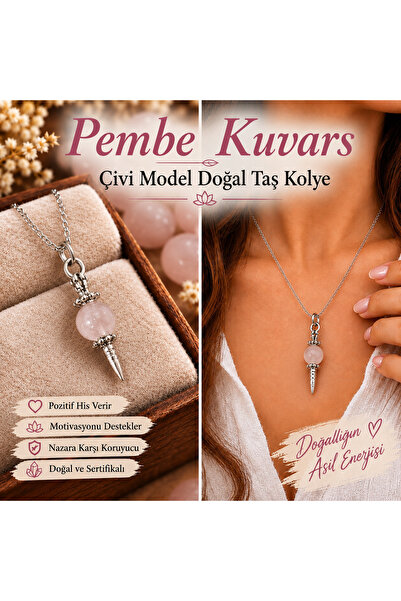 best bioenerji taş terapi Pink Quartz Nail Model Natural Stone Pendant Certified