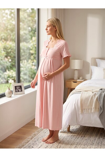 Lohussa New Season Powder Linen Detailed Special Design 100% Cotton Maternity...