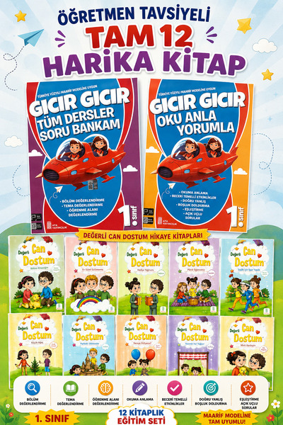 5 Renk Yayınları 1. Sınıf Öğretmen Tavsiyeli Tam 12 Harika Kitap