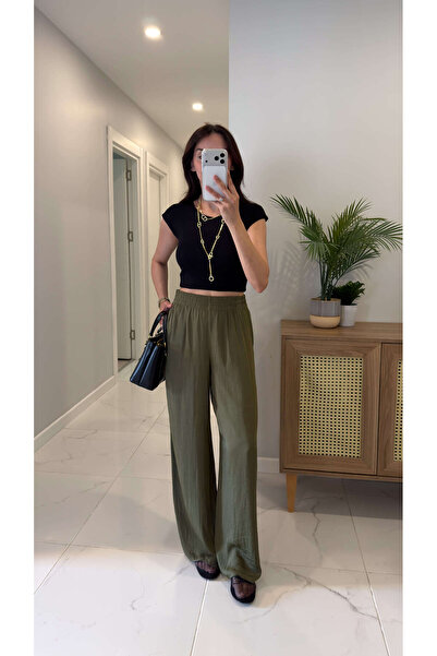 BİRCANÇİL Nowes Khaki Loose Fit Draped Trousers