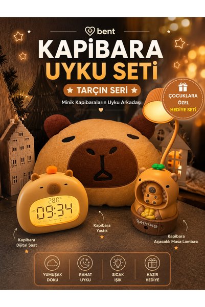 BENT Kapibara Uyku Seti Çocuk Hediye Seti Şarjlı Kapibara Dijital Saat Alarm ...