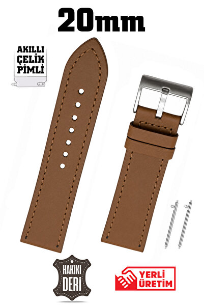 Saatse Light Brown Tan Sport Genuine Leather Watch Band Strap with Smart Pins...