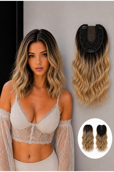 8 Kadına Dair Herşey Açık Kahve Işıltılı Ombreli Tül Tepelik Kısa Model
