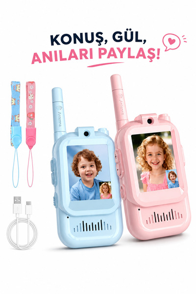 HEJARON Çocuk Görüntülü Konuşma Telsizi HD Kameralı Kablosuz Walkie Talkie 2'...