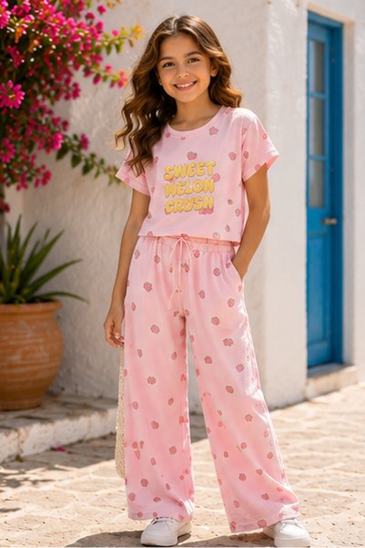 Cortigiani Girls Printed Co-ord Set Short Sleeve