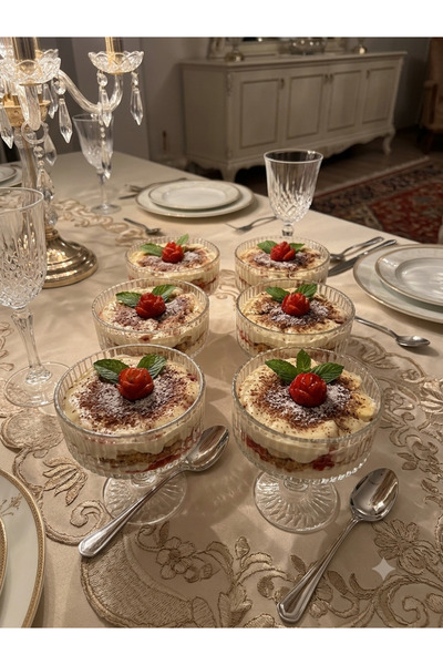 DİBA AVM Set of 6 Ice Cream Bowls - 245 ml Glass Ice Cream and Dessert Bowls ...