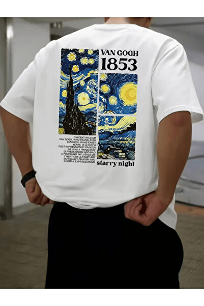 one button Premium Van Gogh Zvezdana noć štampana premium majica veće veličine